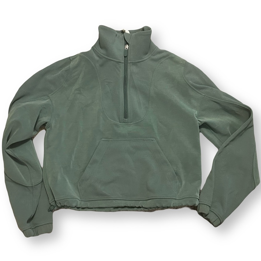 Lululemon / Brushed Softstreme Ribbed Half Zip Green Jasper Size 2